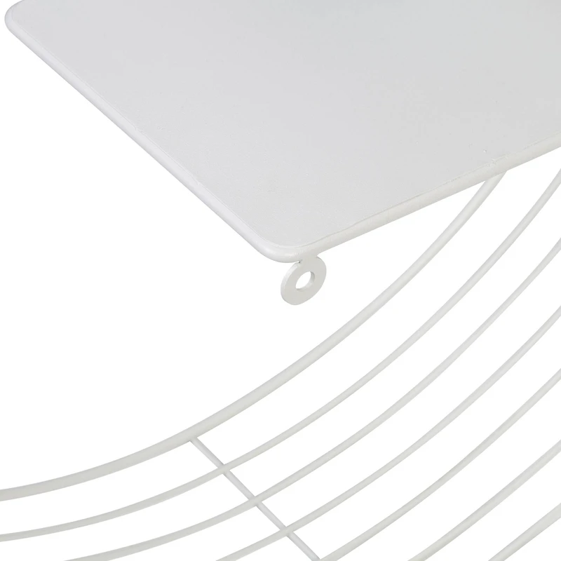 Honey Can Do 18" White Floating Circular Decorative Metal Wall Shelf