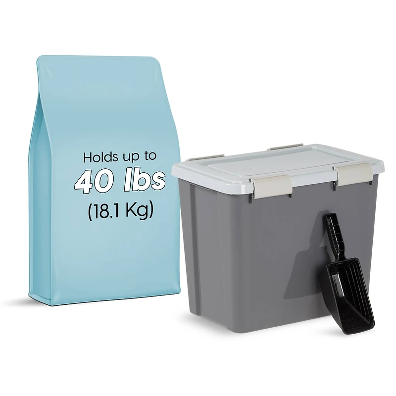 Iris® 30 lbs. Airtight Pet Food Container with Scoop, Gray