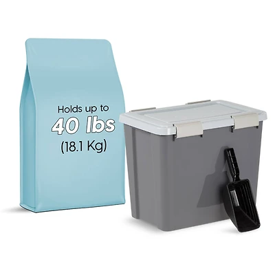 Iris® 30 lbs. Airtight Pet Food Container with Scoop, Gray