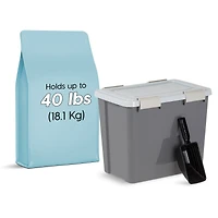 Iris® 30 lbs. Airtight Pet Food Container with Scoop, Gray