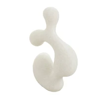 11" White Polystone Abstract Curved Shaped Sculpture with Speckled Texturing