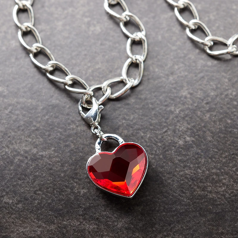 Double-Sided Red Austrian Crystal & Silver Filigree Heart Lock Charm by Bead Landing™