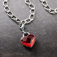 Double-Sided Red Austrian Crystal & Silver Filigree Heart Lock Charm by Bead Landing™