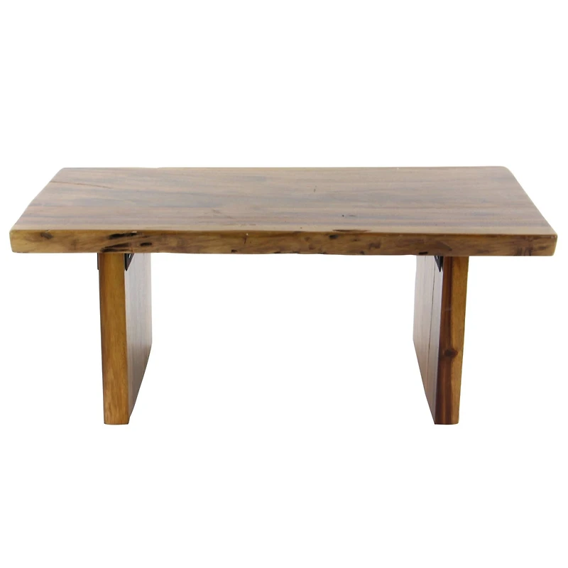 Brown Wood Contemporary Coffee Table, 16" x 40" x 24"