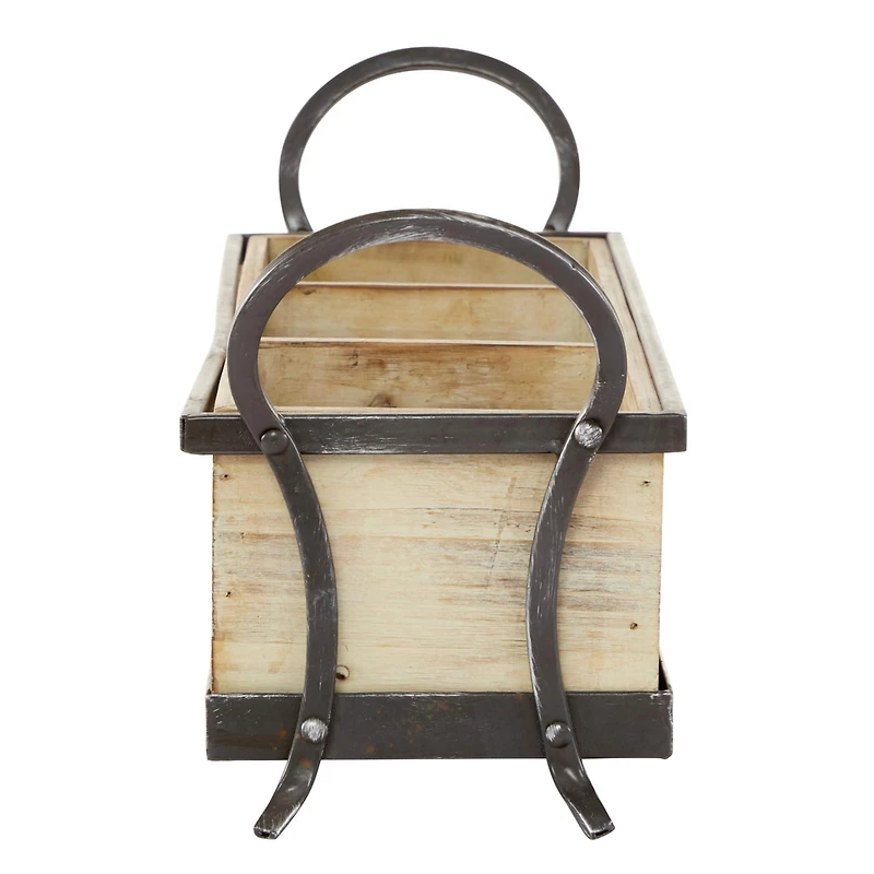 22" Brown Wood Farmhouse Tray