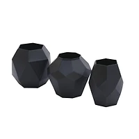7" Black Metal Contemporary Vase Set
