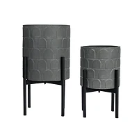 Hello Honey® Gray Metal Planter Set on Stands