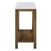 Walker Edison Faux White Marble & Natural Walnut A-Frame Side Table