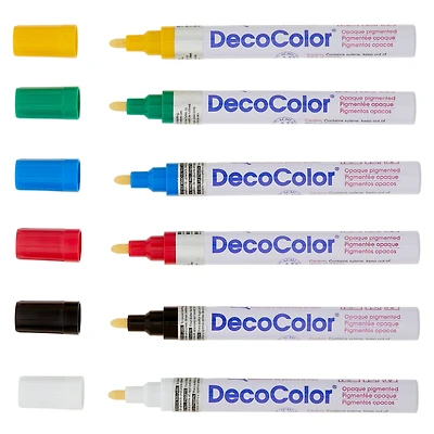 6 Packs: 6 ct. (36 total) DecoColor™ Glossy Oil Base Broad Tip Paint Marker Set
