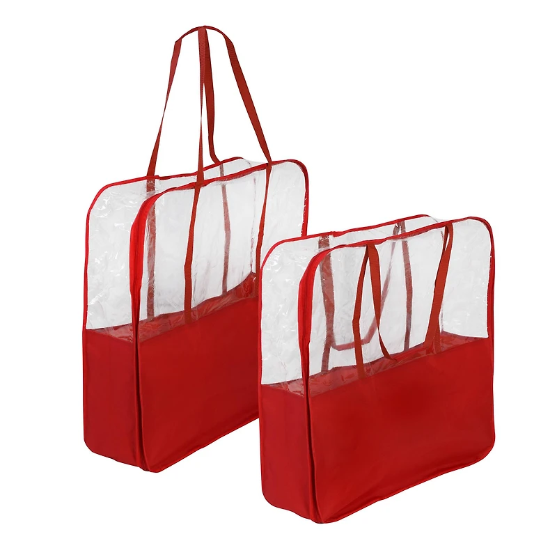 Honey Can Do 30" Red Clear-View Christmas Storage Bags with Handles, 2ct.
