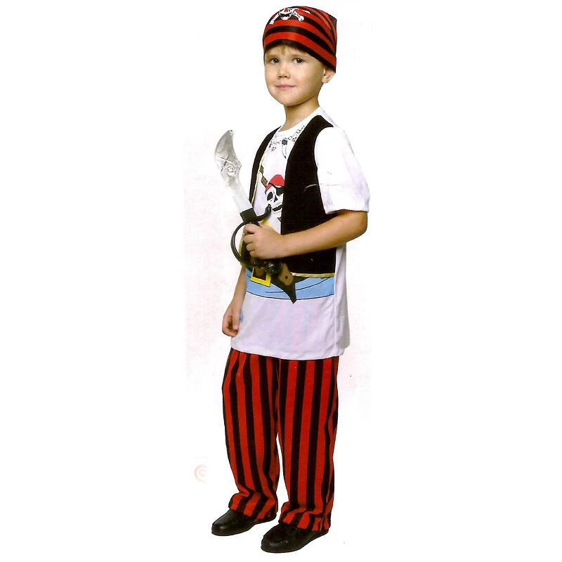 Large White & Red Pirate Boy's Costume