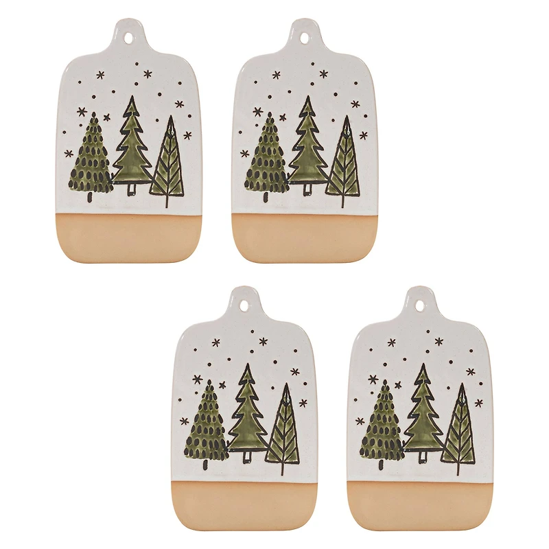10.5" Ceramic Pine Tree Cutting Board Tray Set 