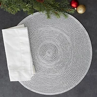 DII® Metallic Silver Round Polypropylene Woven Placemat (Set of 4)
