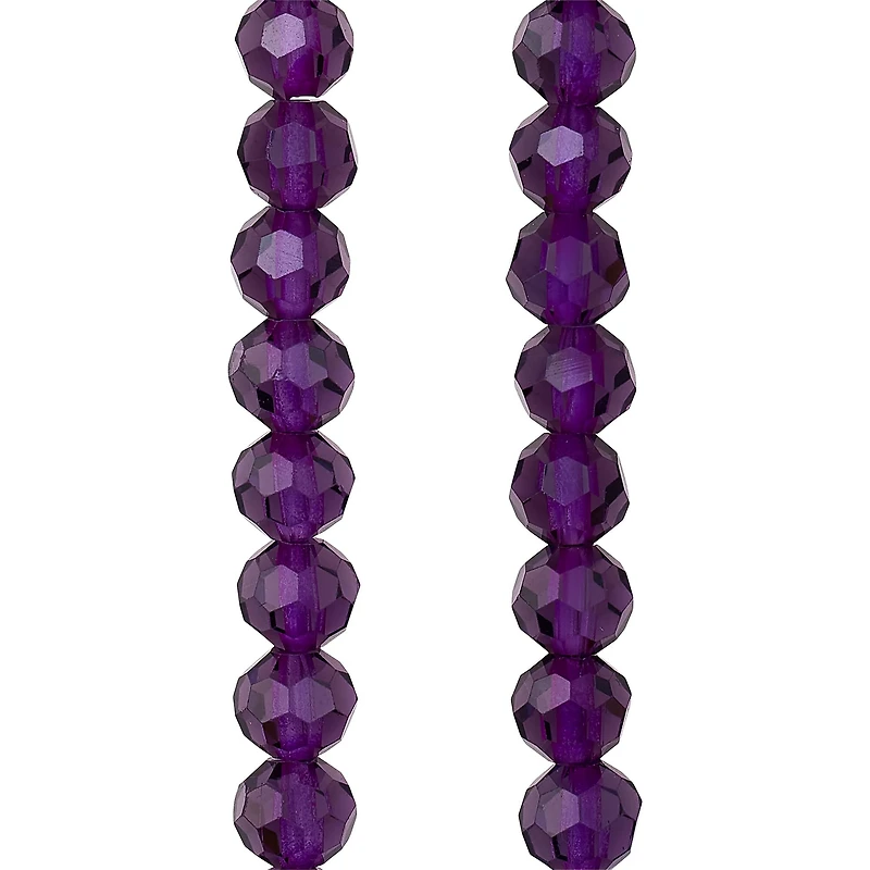 Purple Glass Faceted Round Beads, 6mm by Bead Landing™