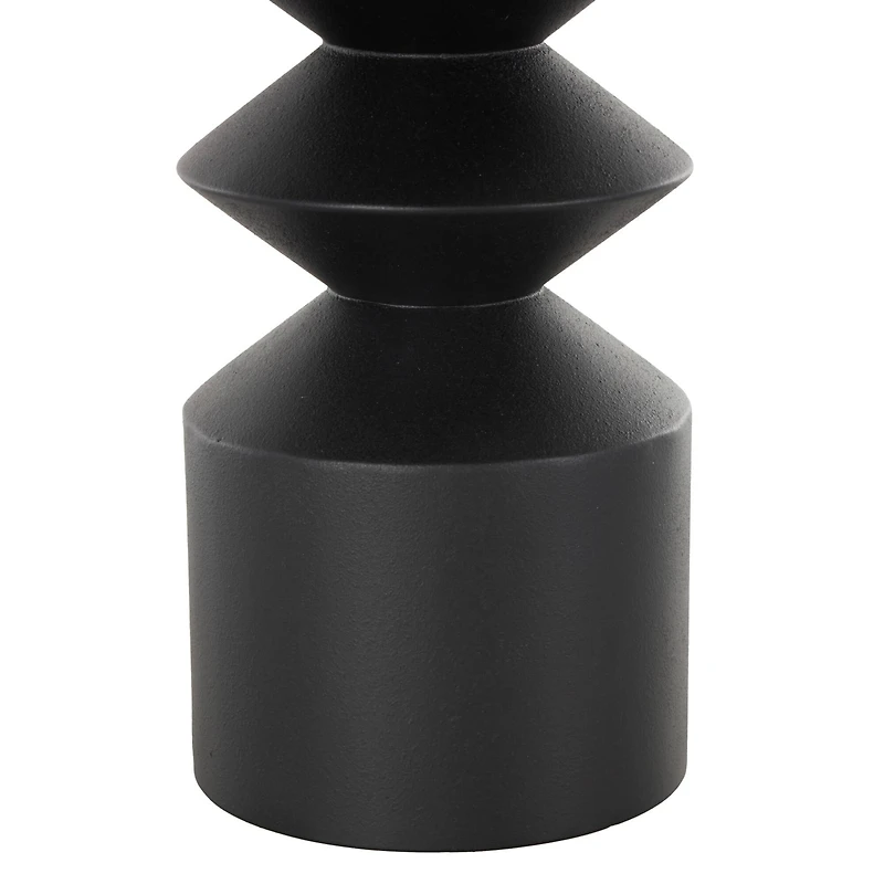 22" Black Metal Art Deco Style Fluted Vase