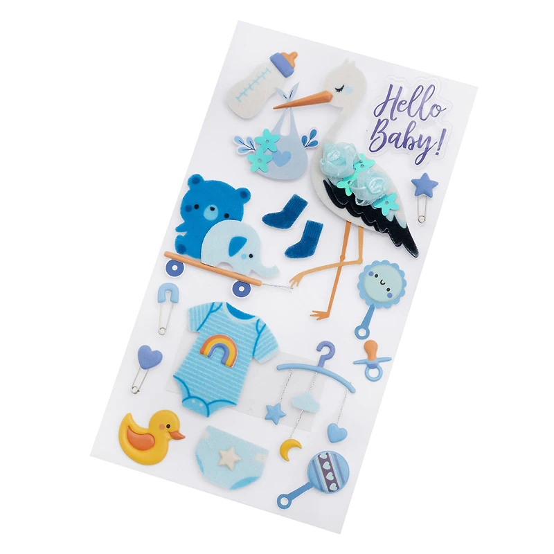 Baby Boy Stork Dimensional Stickers by Recollections™