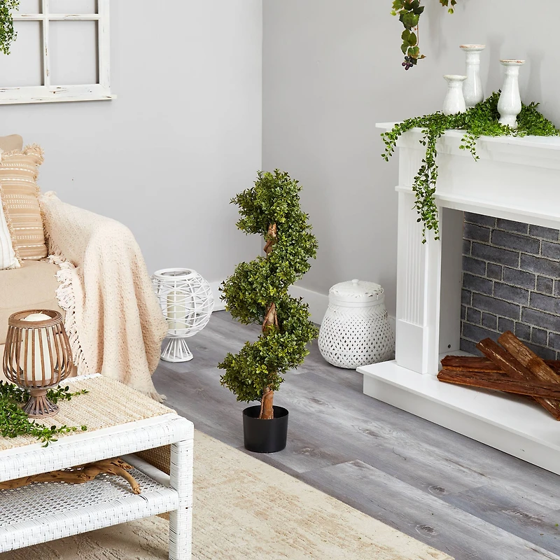 3ft. Potted UV Resistant Spiral Boxwood Topiary Tree