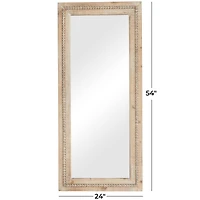 Brown Wood Beaded Frame Wall Mirror with Distressing 24" x 2" x 54"