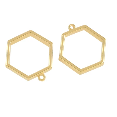 Open Back Frame Hexagon Pendants, 2ct. by Bead Landing™