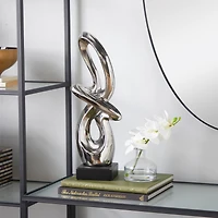 18" Silver Ceramic Modern Abstract Sculpture