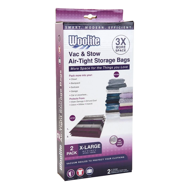 Woolite® Vac & Stow Air-Tight Vacuum Storage Bags, X-Large, Pack of 2