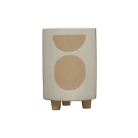 Hello Honey® 8" White Circle Print Stoneware Footed Planter