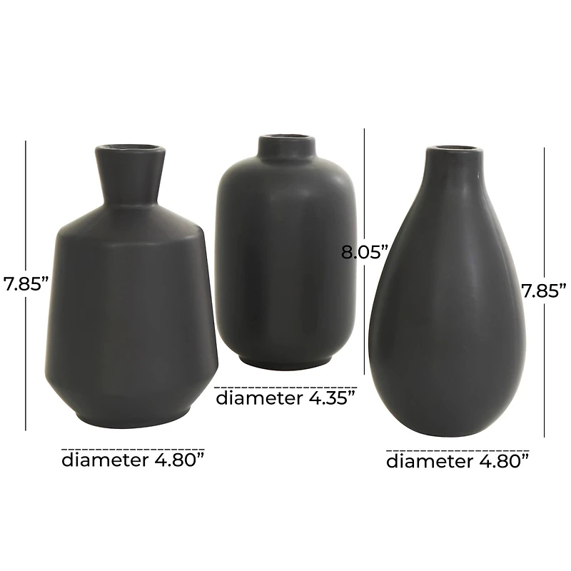 Black Ceramic Minimalistic Vase Set