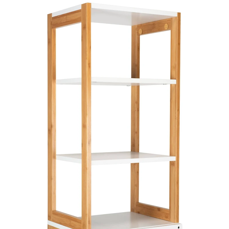 Organize It All Rendition 68" White 6-Shelf Bamboo High Cabinet