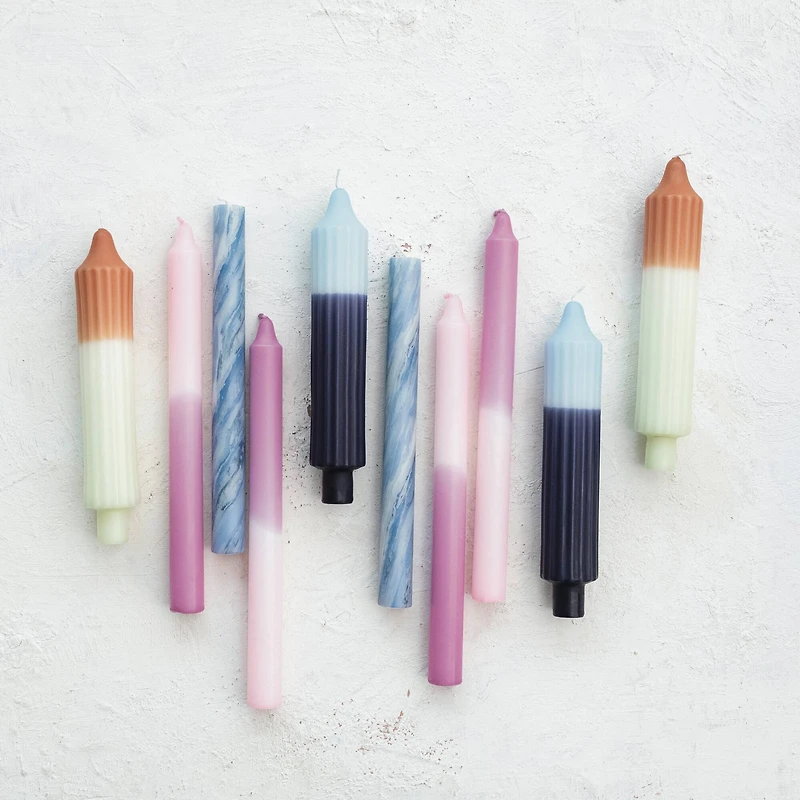 Hello Honey® 8" Blue Two-Tone Unscented Pleated Taper Candles, 2ct.