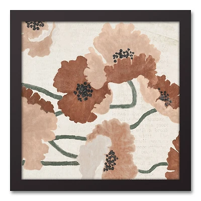 Spice Toned Florals Black Framed Canvas