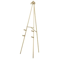 55.25" Gold Metal Large Foldable 2-Tier Display Easel with Scroll Finial