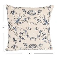 Hello Honey® 18" Blue Flower & Foliage Accent Pillow