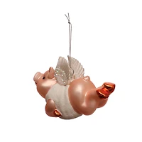 4.5" Pink Flying Pig Glass Ornament by Ashland®