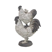 White Polystone Farmhouse Sculpture, Rooster 12" x 8" x 5"