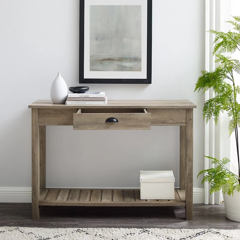 Walker Edison Gray Wash Country Entry Table