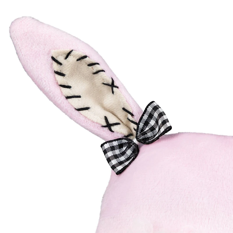 12" Pink Bunny Ears Sitting Easter Gnome with Dangling Legs