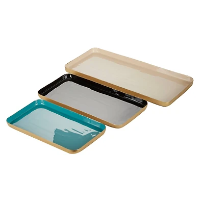 Multi Colored Metal Contemporary Tray Set