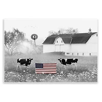 Stupell Industries Americana Barn Country Cows Flag Wall Plaque Art