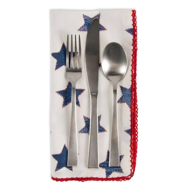 DII® Antique Blue Stars with Embroidered Edge Napkins, 6ct.