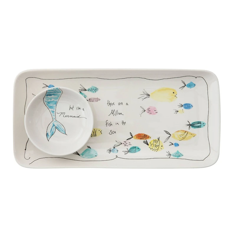 Hello Honey® Fish in the Sea Stoneware Rectangular Plate & Bowl Set