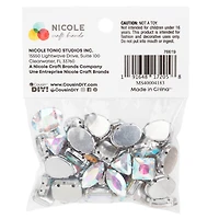 CousinDIY Silver Crystal AB Glass Sew-On Rhinestones, 48ct.