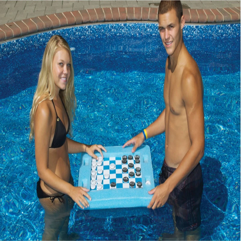 Swim Central 20" Floating Checkers & Backgammon Magnetic Swimming Pool Board Game Combo