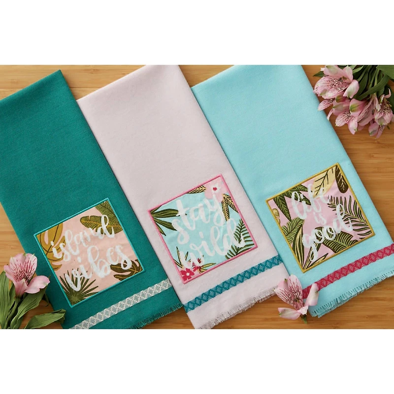 DII® Island Tropics Embellished Dish Towels, 3ct.