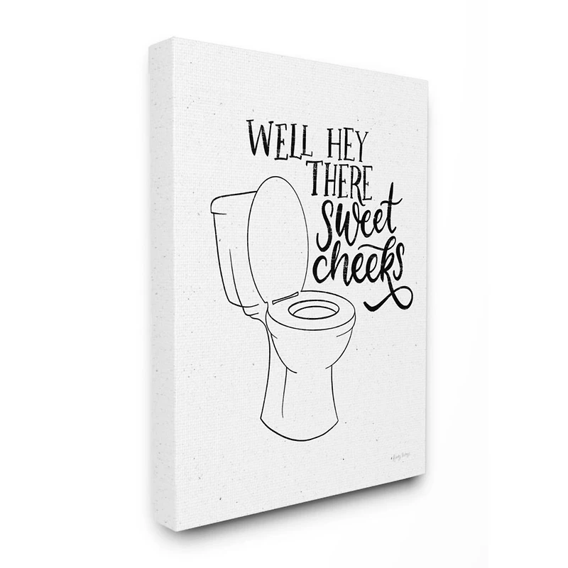 Stupell Industries Hey There Sweet Cheeks Toilet Bathroom Joke Word Pun Canvas Wall Art
