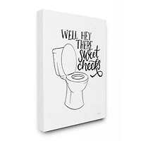 Stupell Industries Hey There Sweet Cheeks Toilet Bathroom Joke Word Pun Canvas Wall Art