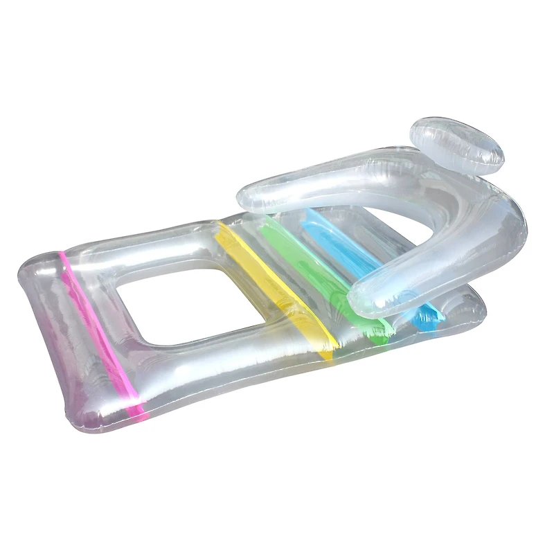 5ft. Clear Inflatable Swimming Pool Float Lounger with Backrest