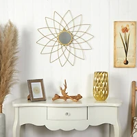 26" Gold Metal Flower Accent Wall Mirror