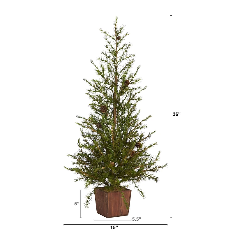 3ft. Unlit Alpine with Pinecones Artificial Potted Christmas Tree