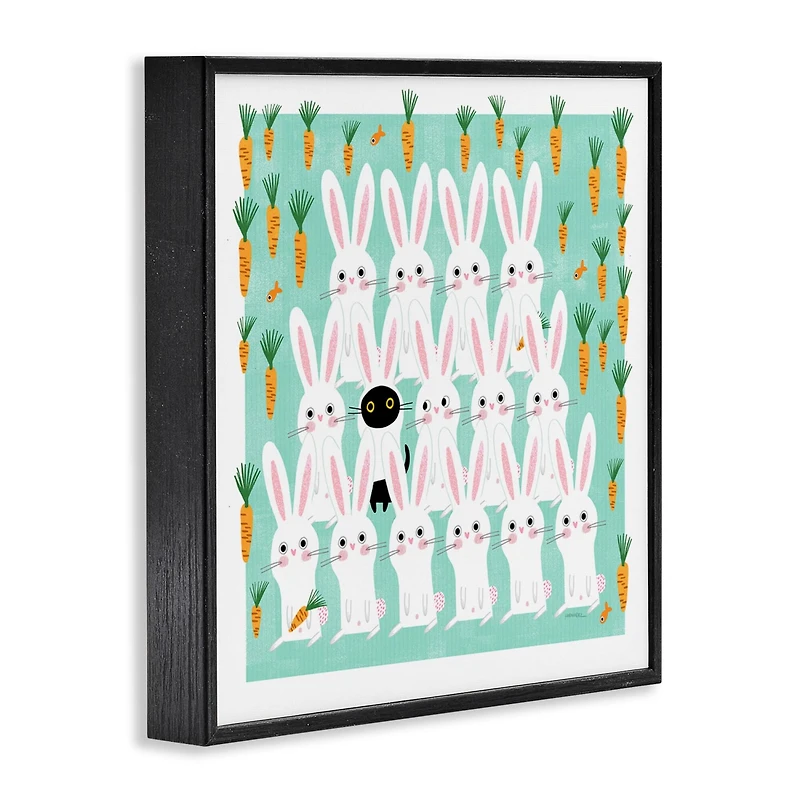 Stupell Industries Cat Mixed with Bunnies Framed Giclee Art