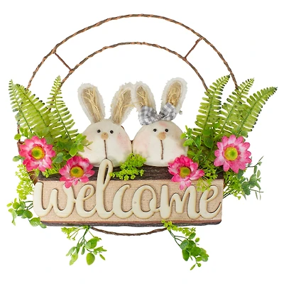 19" Easter Bunny Couple Welcome Wreath
